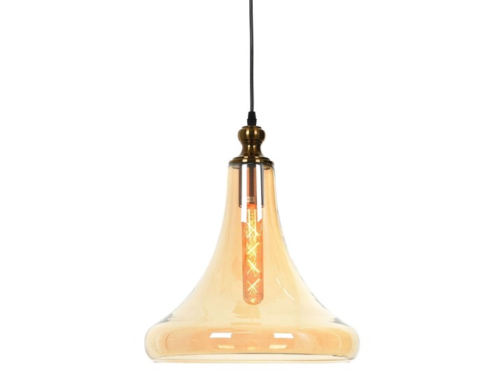 NOWOCZESNA LAMPA WISZĄCA LOFT BURSZTYNOWA ZAGA Lampa z kloszem Metal Lampa z abażurem Mosiądz Szkło Pomieszczenie Salon