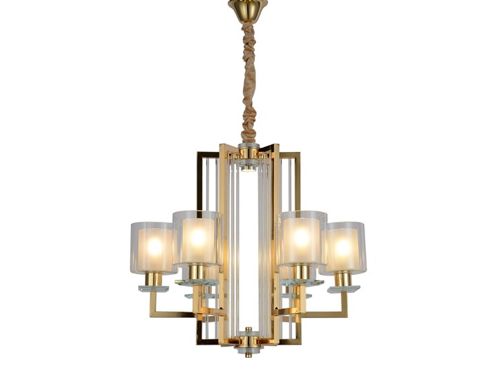 NOWOCZESNA LAMPA WISZĄCA ZŁOTA MANHATTAN Lampa z kloszem Lampa z abażurem Szkło Metal Styl Nowoczesny