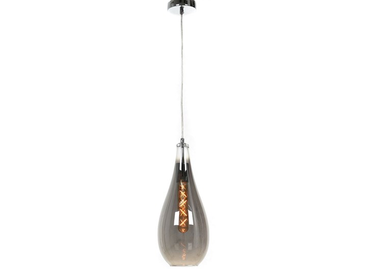 NOWOCZESNA LAMPA WISZĄCA SZKLANA CHROMOWANA LAURIS Lampa z kloszem Metal Szkło Pomieszczenie Salon