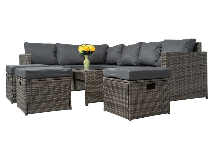 MEBLE OGRODOWE RATTAN 1162S POPIEL Zestawy wypoczynkowe Zestawy modułowe Zestawy kawowe Kolor Szary