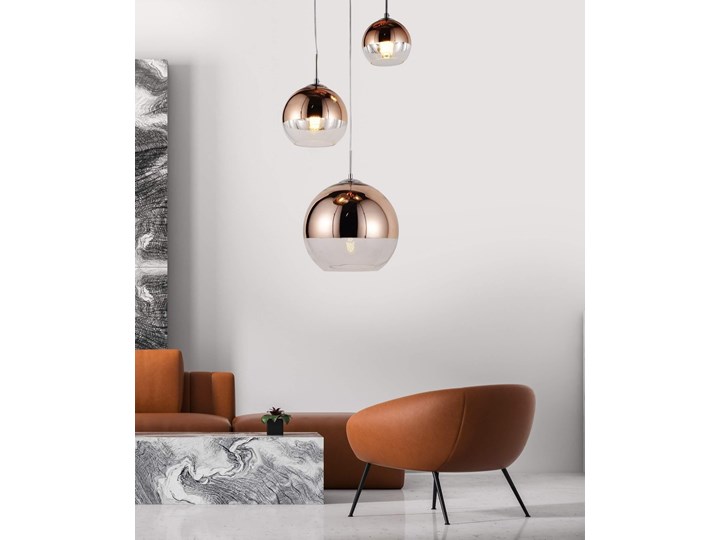 NOWOCZESNA LAMPA WISZĄCA RÓŻOWE ZŁOTO VERONI TRIO Lampa z kloszem Styl Nowoczesny Szkło Lampa z abażurem Metal Ilość źródeł światła 3 źródła