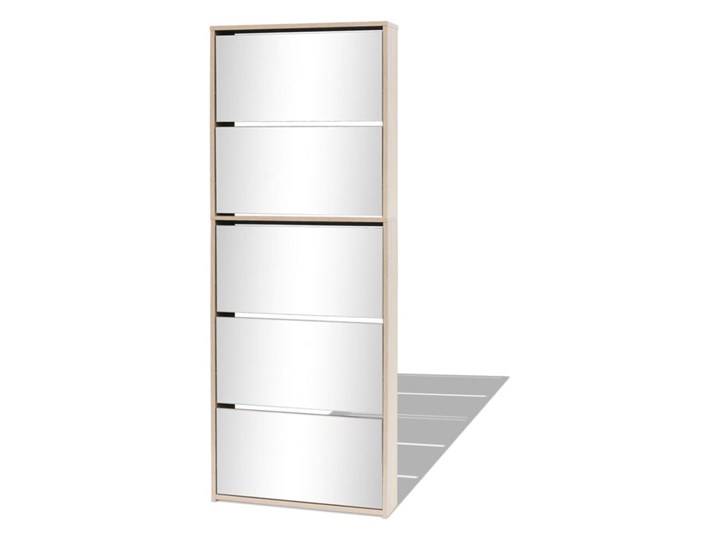 vidaXL Szafka na buty z 5 półkami i lustrem, kolor dębu, 63x17x169,5 Kategoria Szafki i regały Płyta MDF Drewno Styl Nowoczesny