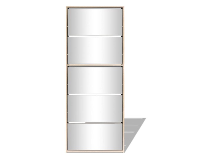 vidaXL Szafka na buty z 5 półkami i lustrem, kolor dębu, 63x17x169,5 Płyta MDF Drewno Kolor Srebrny