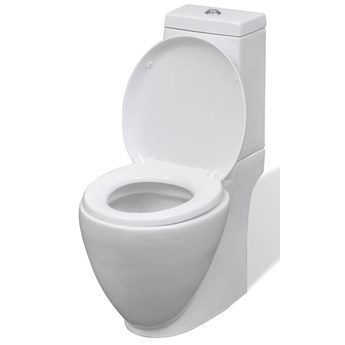 vidaXL Ceramiczna toaleta ze spłuczką, okrągła, odpływ pionowy, biała