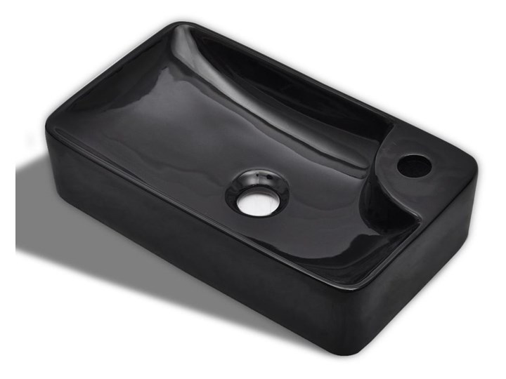 vidaXL Ceramiczna umywalka z otworem na kran, czarna Nablatowe Ceramika Prostokątne Stal Kolor Czarny Szerokość 40 cm Kategoria Umywalki