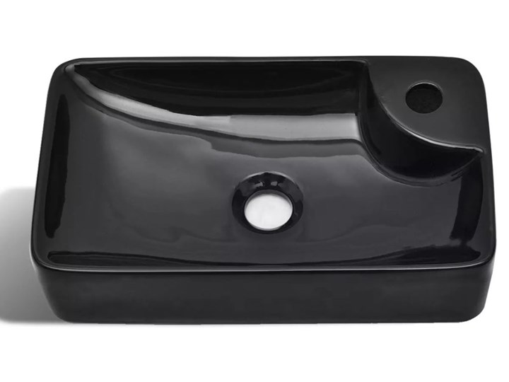 vidaXL Ceramiczna umywalka z otworem na kran, czarna Ceramika Kolor Czarny