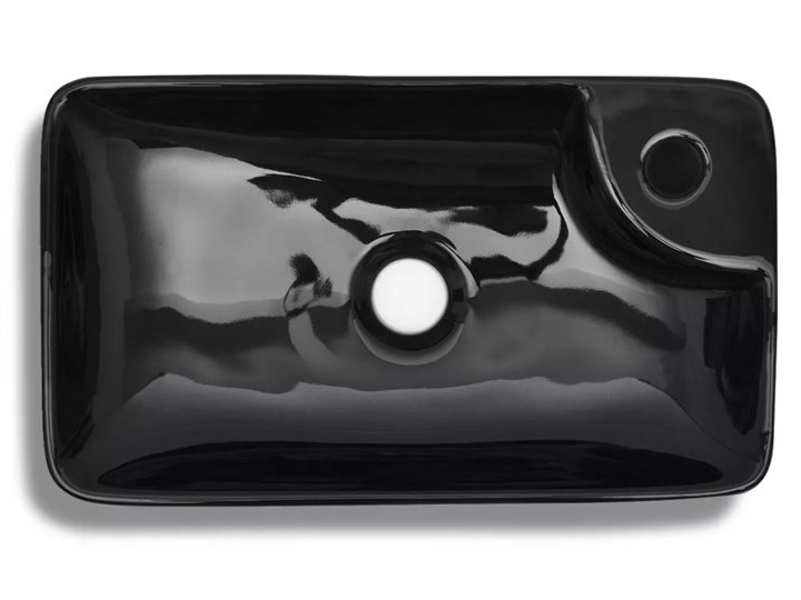 vidaXL Ceramiczna umywalka z otworem na kran, czarna Nablatowe Ceramika Stal Szerokość 40 cm Prostokątne Kolor Czarny Kategoria Umywalki