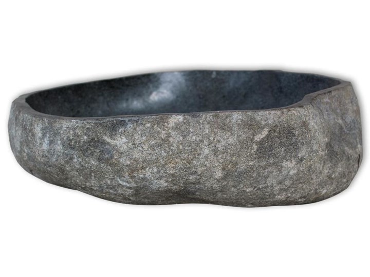 vidaXL Owalna umywalka z kamienia rzecznego, 30-37 cm Kamień naturalny Nablatowe Owalne Kategoria Umywalki Kolor Czarny