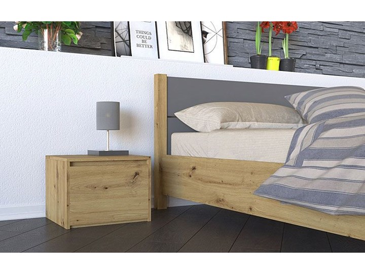 Loftowa szafka nocna Reja - dąb artisan Drewno Kolor Brązowy