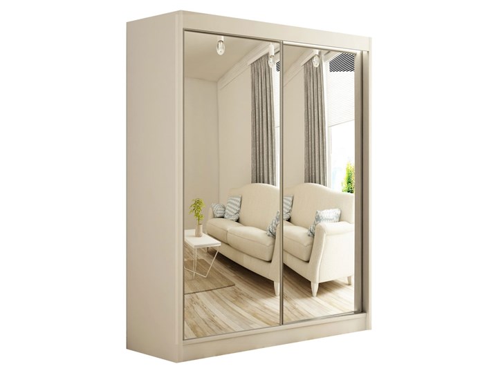Szafa przesuwna z lustrem Home 200 cm do sypialni Płyta MDF Drewno Kolor Beżowy Typ drzwi Przesuwane