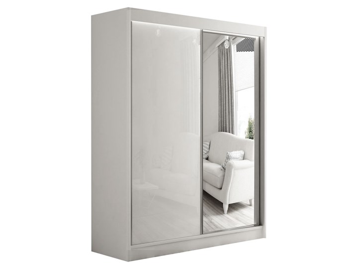 Szafa przesuwna Velvet 200 cm z lustrem lacobelem do sypialni Drewno Typ drzwi Przesuwane Płyta MDF Kolor Szary
