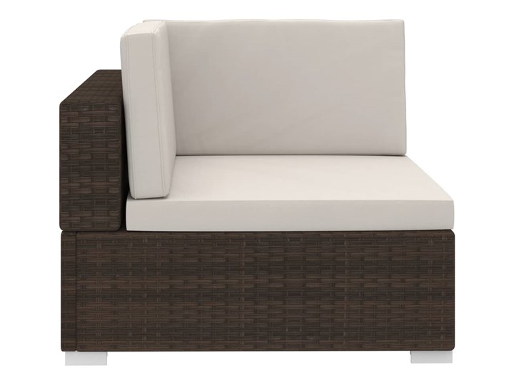 vidaXL 4-częściowa sofa do ogrodu, z poduszkami, polirattan, brązowa Stal Tworzywo sztuczne Zestawy modułowe Zestawy wypoczynkowe Technorattan Kolor Beżowy