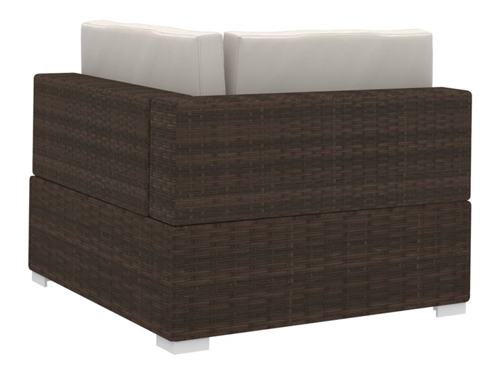 vidaXL 4-częściowa sofa do ogrodu, z poduszkami, polirattan, brązowa Zestawy wypoczynkowe Tworzywo sztuczne Technorattan Zestawy modułowe Stal Kolor Brązowy