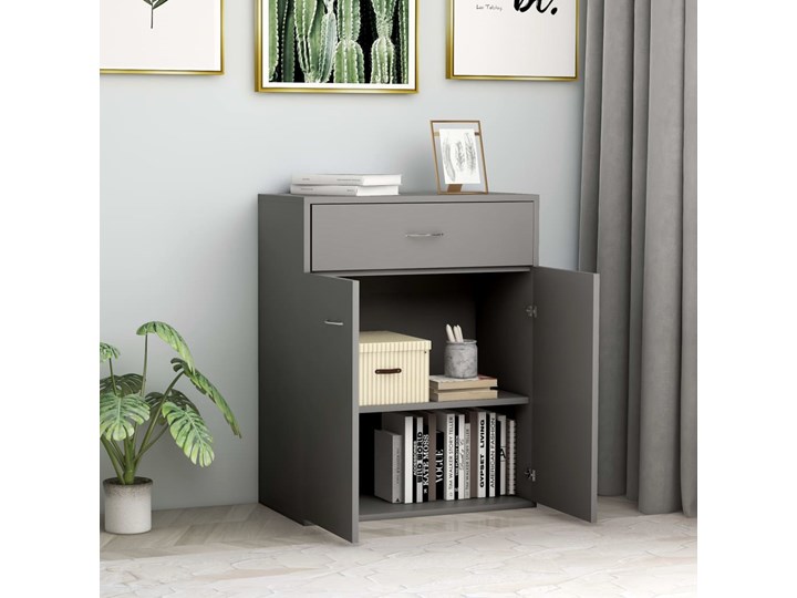 vidaXL Szafka, szara, 60 x 30 x 75 cm, płyta wiórowa Na zdjęcia Płyta MDF Kolor Szary