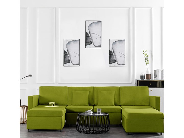 vidaXL 4-osobowa sofa rozkładana, obita tkaniną, zielona Kategoria Sofy i kanapy