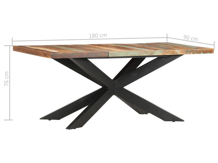 vidaXL Stół do jadalni, 180x90x76 cm, lite drewno z odzysku Styl Vintage Stal Płyta MDF Płyta laminowana Kategoria Stoły kuchenne