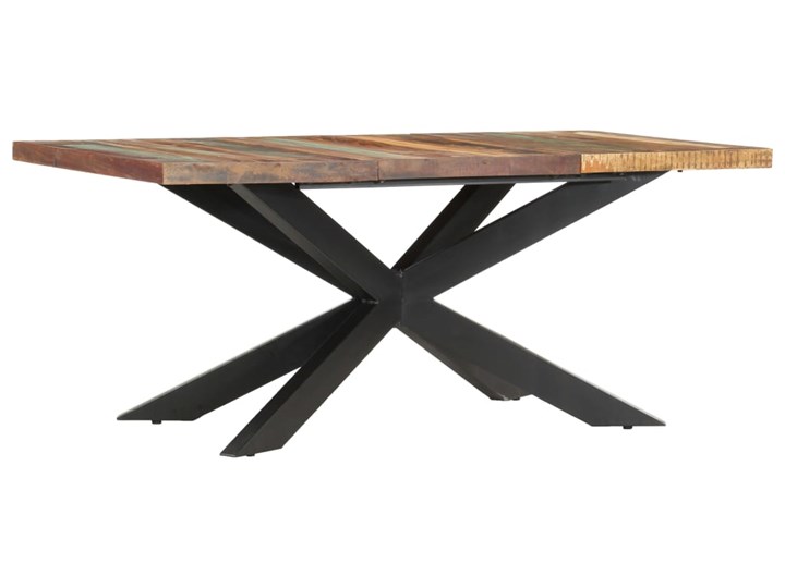 vidaXL Stół do jadalni, 180x90x76 cm, lite drewno z odzysku Stal Płyta MDF Płyta laminowana Kolor Brązowy