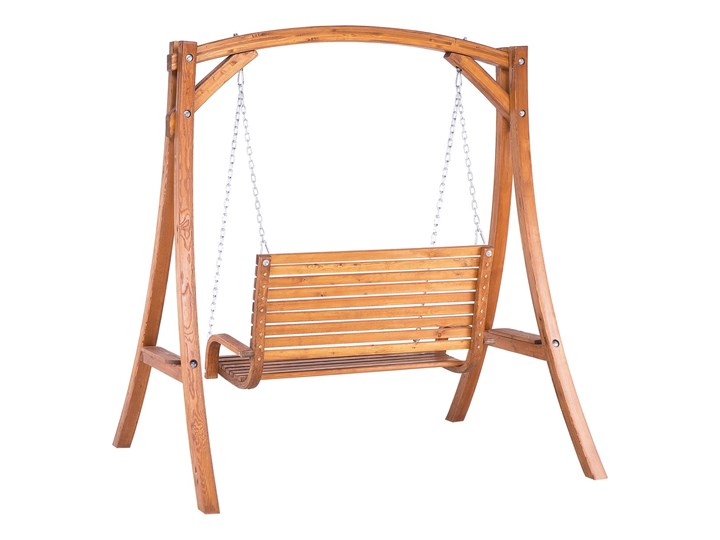 Huśtawka ogrodowa drewniana miejsce na 2 osoby tradycyjny rustykalny design Materiał stelaża Drewno