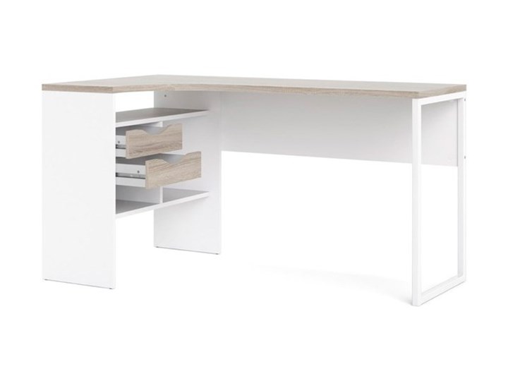 Biurko narożne Function 118 biały/dąb truflowy Szerokość 145 cm Głębokość 81 cm Styl Nowoczesny Płyta MDF Styl Skandynawski