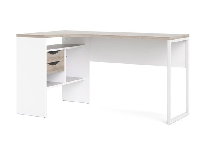Biurko narożne Function 118 biały/dąb truflowy Płyta MDF Szerokość 145 cm Głębokość 81 cm Styl Nowoczesny