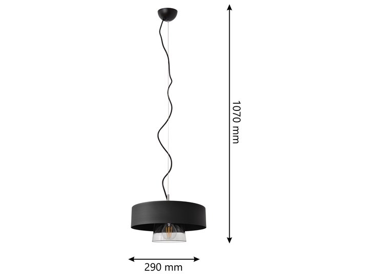 Lampa loft szkło BABILON W-KML 158010/1 BK+TR Lampa z kloszem Metal Styl Industrialny