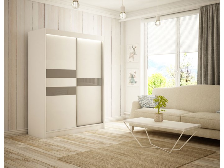 Szafa przesuwna Arnold 200 cm sypialnia szkło lacobel Drewno Płyta MDF Kolor Beżowy