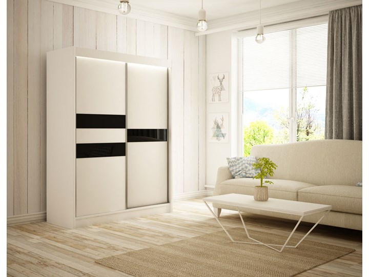 Szafa przesuwna Arnold 200 cm sypialnia szkło lacobel Płyta MDF Drewno Kolor Beżowy