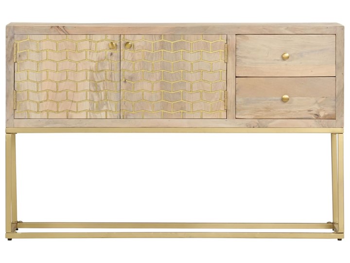 vidaXL Szafka, złota, 120x30x75 cm, lite drewno mango Stal Kolor Zielony