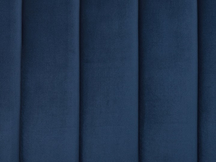 Łóżko ze stelażem niebieskie tapicerowane welurem złote nóżki 160 x 200 cm wysokie wezgłowie retro design Łóżko tapicerowane Kolor Granatowy Kolor Złoty