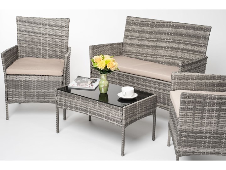 MEBLE OGRODOWE RATTAN TECHNORATTAN P50406 SZARE Stoły z krzesłami Kolor Beżowy