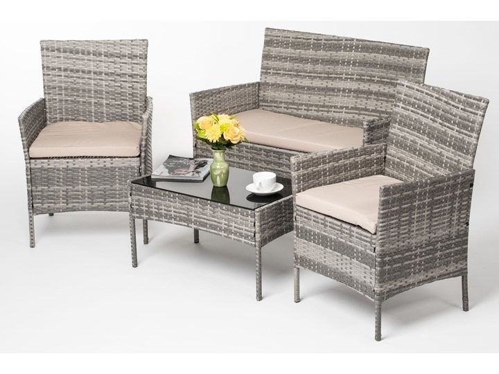 MEBLE OGRODOWE RATTAN TECHNORATTAN P50406 SZARE Kategoria Zestawy mebli ogrodowych Stoły z krzesłami Kolor Beżowy