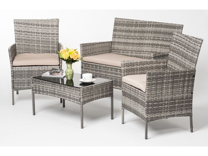 MEBLE OGRODOWE RATTAN TECHNORATTAN P50406 SZARE Stoły z krzesłami Kolor Beżowy Kategoria Zestawy mebli ogrodowych
