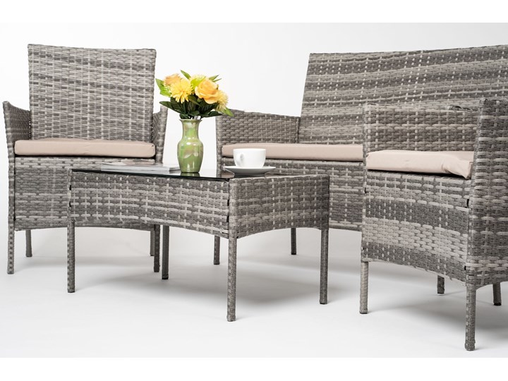 MEBLE OGRODOWE RATTAN TECHNORATTAN P50406 SZARE Stoły z krzesłami Zawartość zestawu Stolik