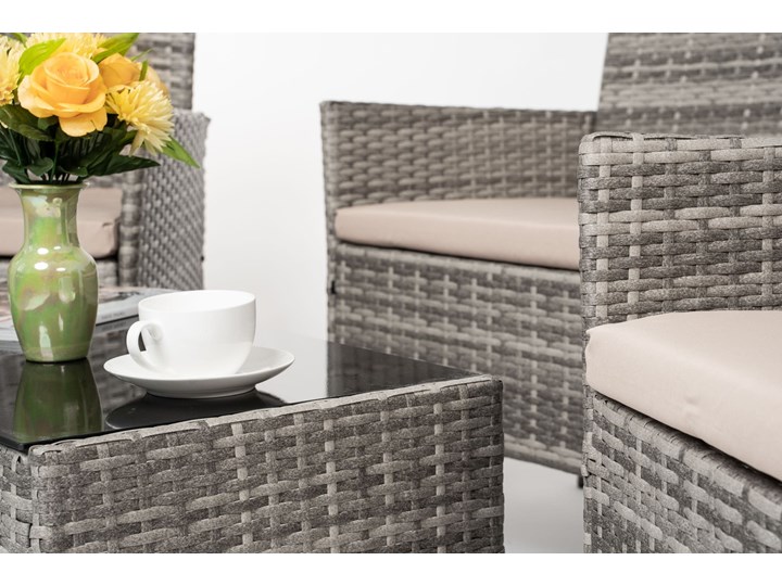MEBLE OGRODOWE RATTAN TECHNORATTAN P50406 SZARE Stoły z krzesłami Zawartość zestawu Stolik