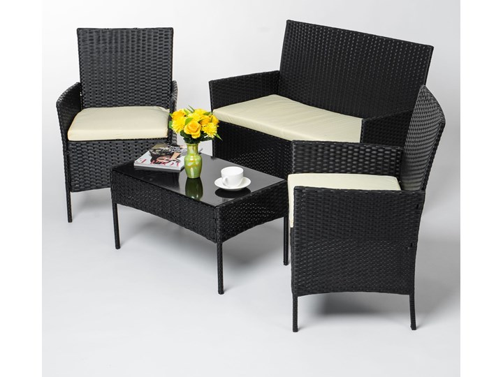 MEBLE OGRODOWE RATTAN TECHNORATTAN P50406 CZARNE Zestawy wypoczynkowe Zestawy kawowe Zawartość zestawu Sofa