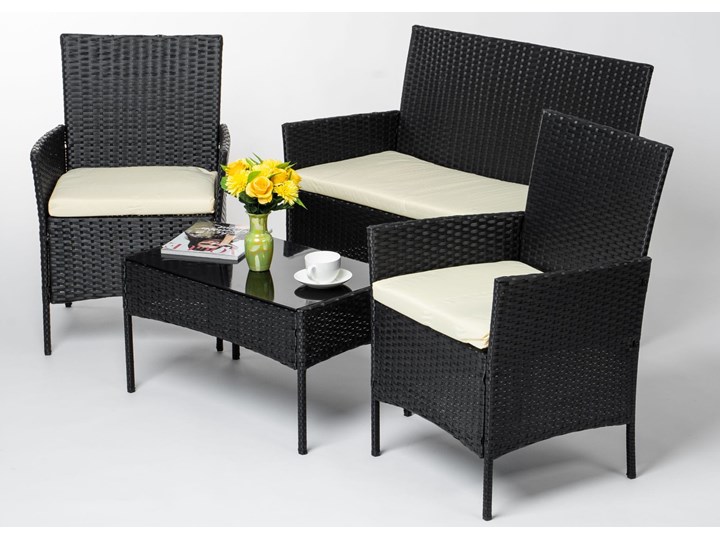 MEBLE OGRODOWE RATTAN TECHNORATTAN P50406 CZARNE Kolor Czarny Stoły z krzesłami Zawartość zestawu Stolik