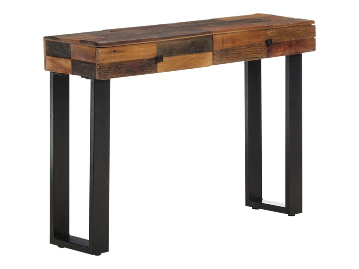 vidaXL Stolik typu konsola, 110 x 30 x 76 cm, lite drewno z odzysku Szerokość 110 cm Stal nierdzewna Głębokość 30 cm Z szufladą Kategoria Konsole