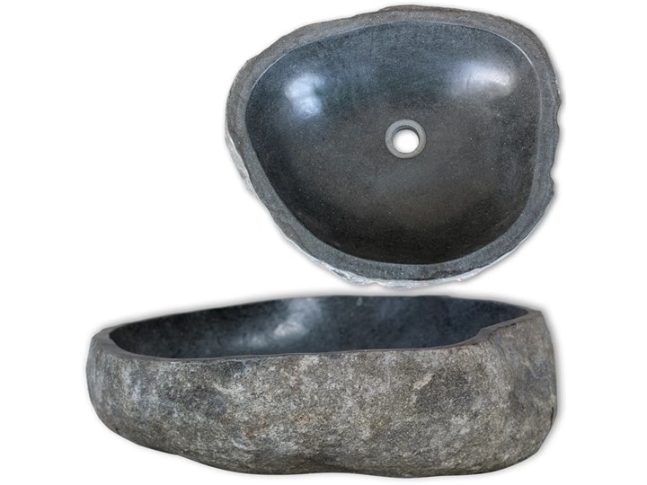 vidaXL Owalna umywalka z kamienia rzecznego, 46-52 cm Owalne Kamień naturalny Kategoria Umywalki