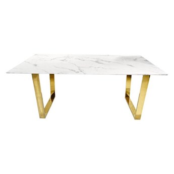 STÓŁ METALOWY RAMA ZŁOTA BLAT MARMUR PREMIUM MARMO WHITE GOLD 180x90 cm 180x90 cm