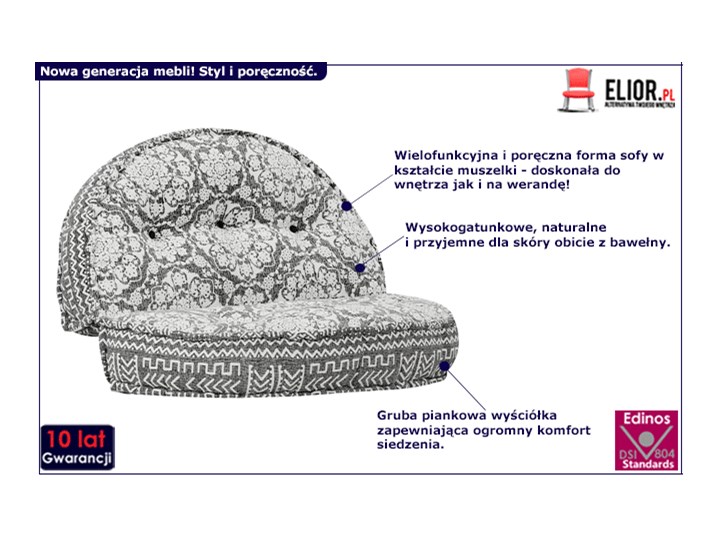 Materiałowa sofa Dina - ażurowa Głębokość 120 cm Szerokość 120 cm Modułowe Nóżki Bez nóżek