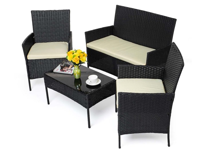 MEBLE OGRODOWE RATTAN TECHNORATTAN P50406 CZARNE Zestawy kawowe Zestawy wypoczynkowe Zawartość zestawu Krzesła