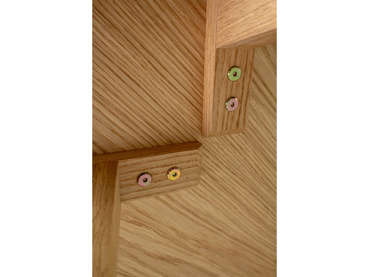 Designerskie Dębowe Biurko Skandynawskie Lea z dwiema szufladami - dębowe fronty, w stylu skandynawskim, drewniane Szerokość 88 cm Płyta MDF Kolor Beżowy Biurko konsola Głębokość 50 cm Drewno Kategoria Biurka