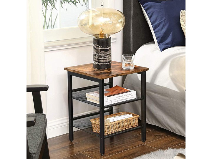 SELSEY Stolik nocny Ramizu o wysokości 55 cm Płyta laminowana Metal Płyta MDF Płyta meblowa Styl Vintage