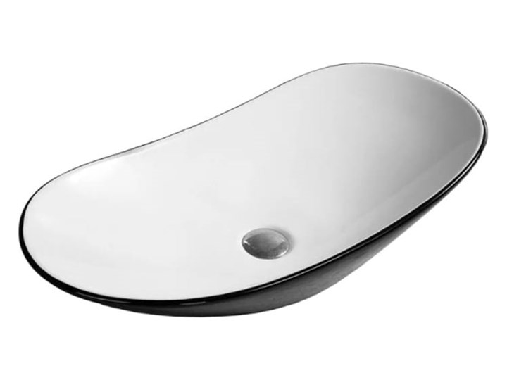 VELDMAN UMYWALKA CERAMICZNA NABLATOWA ZUZAN BIAŁO-CZARNA Meblowe Kolor Czarny Nablatowe Ceramika Owalne Szerokość 61 cm Kolor Biały