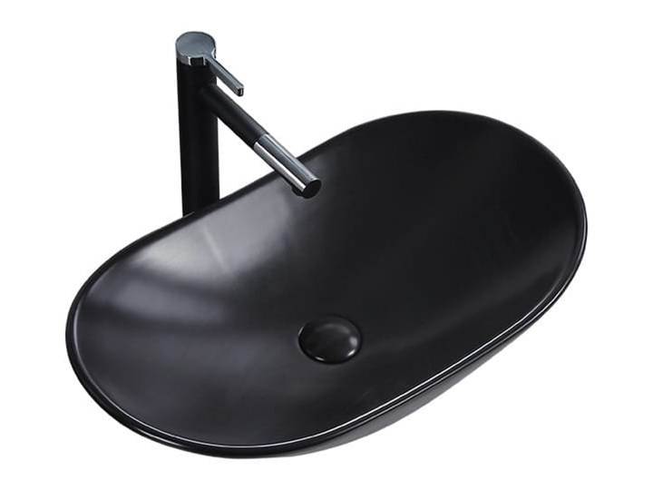 VELDMAN UMYWALKA CERAMICZNA NABLATOWA ZUZAN BLACK Nablatowe Meblowe Szerokość 61 cm Ceramika Owalne Kolor Czarny
