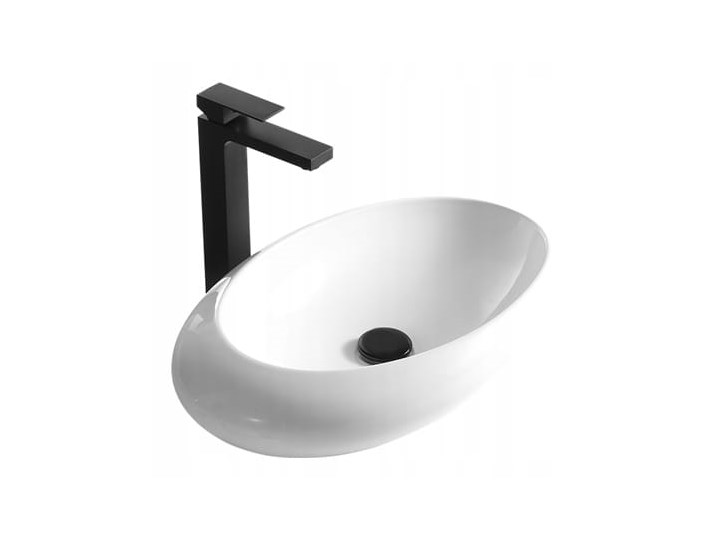VELDMAN CERAMICZNA UMYWALKA NABLATOWA ELLI Asymetryczne Kategoria Umywalki Szerokość 57 cm Ceramika Meblowe Nablatowe Owalne Kolor Biały