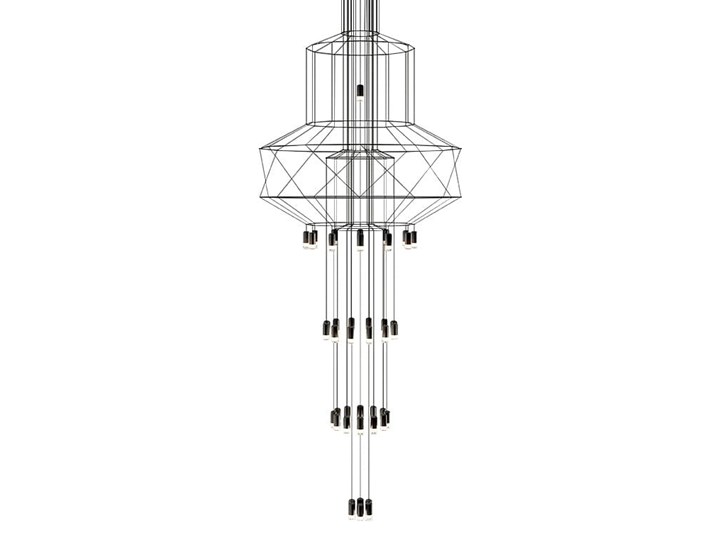 Lampa wisząca FLUSSO 43 GRANDE czarna Metal Szkło Stal Lampa z kloszem Ilość źródeł światła 43 źródła Lampa LED Kolor Czarny