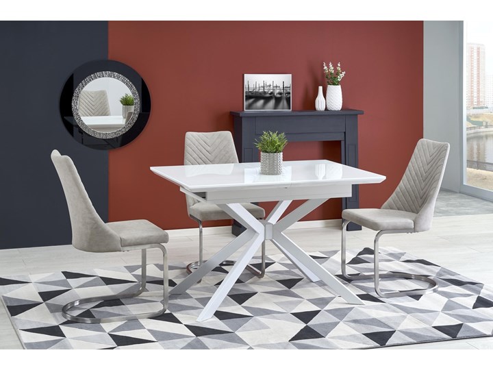 HARPER stół rozkładany blat - super biały, no Długość 160 cm Drewno Płyta MDF Wysokość 76 cm Szkło Metal Długość 120 cm Kształt blatu Prostokątny
