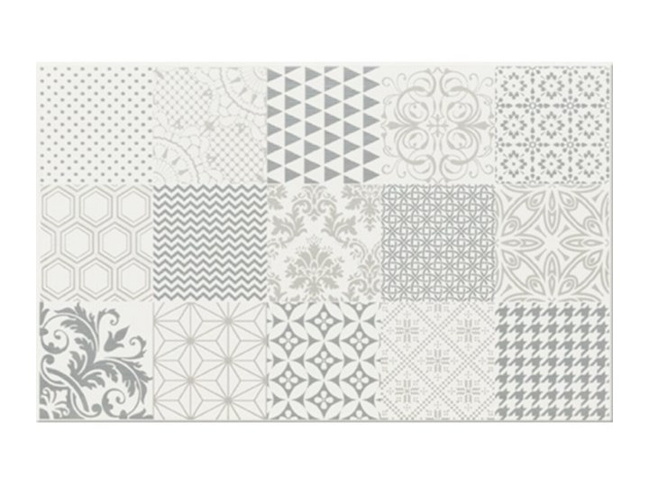 Płytka ścienna PONTO szara inserto patchwork błyszcząca 25x40 gat. I