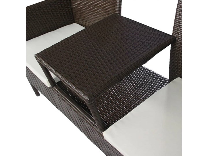 vidaXL Dwuosobowa sofa ogrodowa ze stolikiem, rattan PE, brązowa Stal Kolor Brązowy Kategoria Ławki ogrodowe